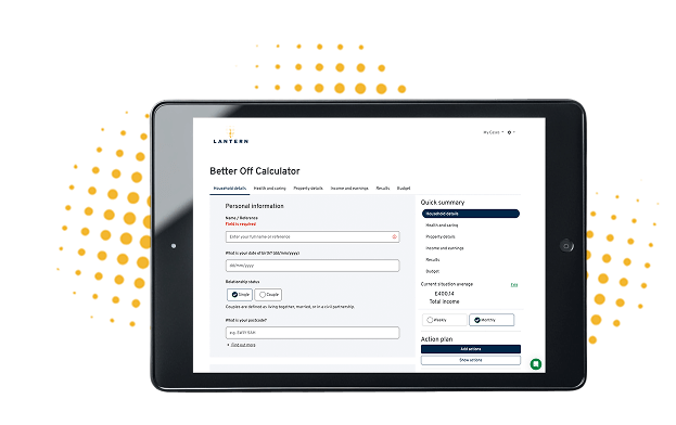 Lantern Benefits Calculator mock up on iPad